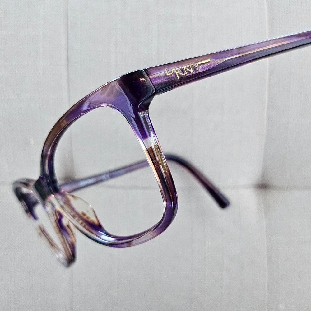 DKNY Women Eyeglass Brown Purple Clear Marble Swirl Wayfarer Glasses 57[]16 140 - Picture 2 of 16